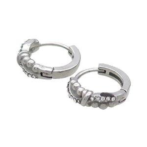 Raw Stainless Steel Hoop Earrings Pave Rhinestone, approx 14mm dia