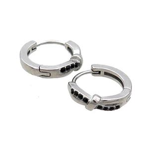 Raw Stainless Steel Hoop Earrings Pave Rhinestone, approx 14mm dia