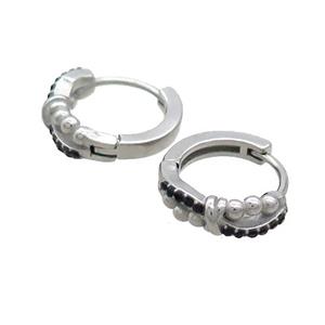 Raw Stainless Steel Hoop Earrings Pave Rhinestone, approx 14mm dia