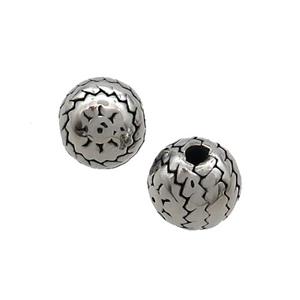 Stainless Steel Round Beads Antique Silver, approx 8mm