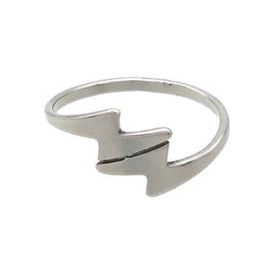 Raw Stainless Steel Rings Lightning Symbols, approx 8-10mm, 18mm dia