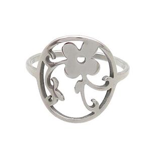 Raw Stainless Steel Rings Flower, approx 14-16mm, 18mm dia