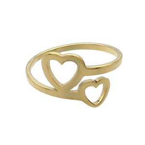 Stainless Steel Rings Heart Gold Plated, approx 6mm, 8mm, 18mm dia