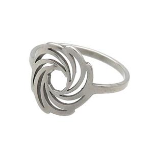 Raw Stainless Steel Rings Hot Wheels Swirl, approx 13-14mm, 18mm dia