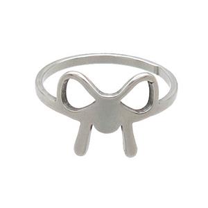 Raw Stainless Steel Bowknot Rings, approx 12-13mm, 18mm dia