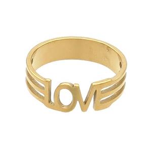 Stainless Steel Rings LOVE Gold Plated, approx 6mm, 18mm dia