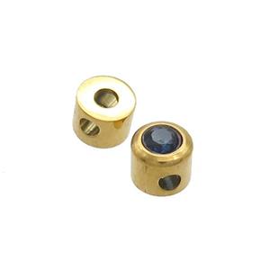 Stainless Steel Guru Beads Pave Zircon T-holes Gold Plated, approx 5mm, 1.5mm hole