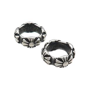 Stainless Steel Rondelle Beads Large Hole Antique Silver, approx 13mm, 8mm hole