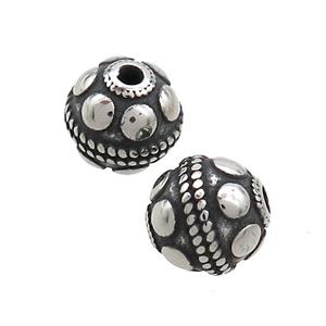 Stainless Steel Round Beads Antique Silver, approx 10mm