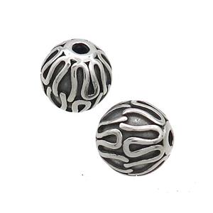 Stainless Steel Round Beads Antique Silver, approx 10mm