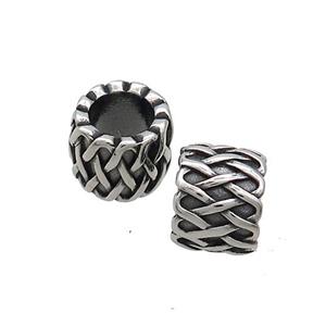 Stainless Steel Column Beads Tube Large Hole Antique Silver, approx 10mm, 6mm hole