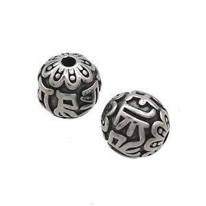 Stainless Steel Round Beads Antique Silver, approx 10mm