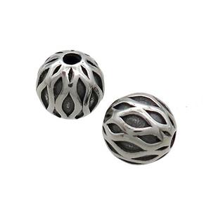 Stainless Steel Round Beads Antique Silver, approx 10mm