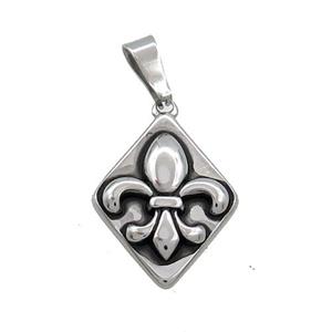 Stainless Steel Fleur-De-Lis Charms Pendant Antique Silver, approx 13-18mm