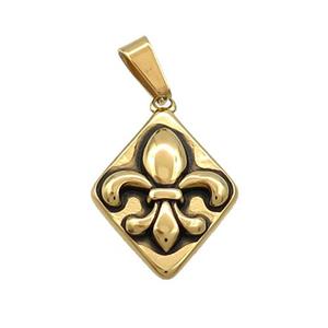 Stainless Steel Fleur-De-Lis Charms Pendant Antique Gold, approx 13-18mm