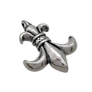 Stainless Steel Charms Pendant Fleur De Lis Antique Silver, approx 25-32mm