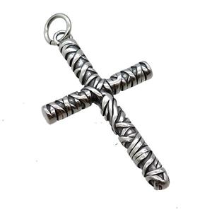 Stainless Steel Cross Pendant Antique Silver, approx 32-55mm