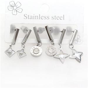 Raw Stainless Steel Earrings Northstar, approx 6-10mm, 14mm dia