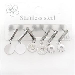Raw Stainless Steel Earrings, approx 6-10mm, 14mm dia