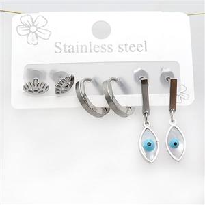 Raw Stainless Steel Earrings Eye, approx 6-10mm, 14mm dia