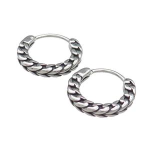 Stainless Steel Hoop Earrings Antique Silver, approx 15-16mm