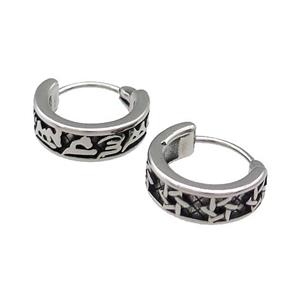 Stainless Steel Hoop Earrings Antique Silver, approx 15-16mm