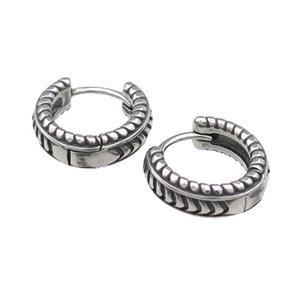 Stainless Steel Hoop Earrings Antique Silver, approx 15-16mm