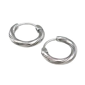 Stainless Steel Hoop Earrings Antique Silver, approx 15-16mm