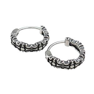 Stainless Steel Hoop Earrings Antique Silver, approx 15-16mm