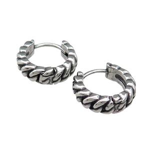 Stainless Steel Hoop Earrings Antique Silver, approx 15-16mm