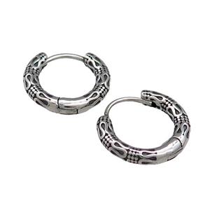 Stainless Steel Hoop Earrings Antique Silver, approx 15-16mm