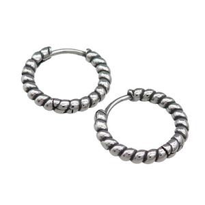 Stainless Steel Hoop Earrings Antique Silver, approx 18mm