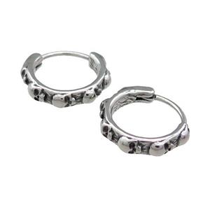 Stainless Steel Hoop Earrings Skull Antique Silver, approx 15-16mm