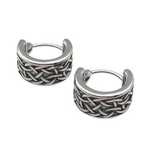 Stainless Steel Hoop Earrings Antique Silver, approx 15-16mm