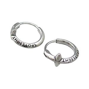 Stainless Steel Hoop Earrings Antique Silver, approx 15-16mm