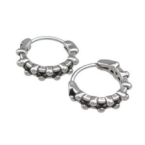 Stainless Steel Hoop Earrings Pave Rhinestone Antique Silver, approx 15-16mm