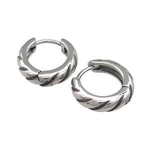 Stainless Steel Hoop Earrings Antique Silver, approx 15-16mm