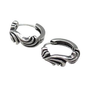 Stainless Steel Hoop Earrings Antique Silver, approx 15-16mm