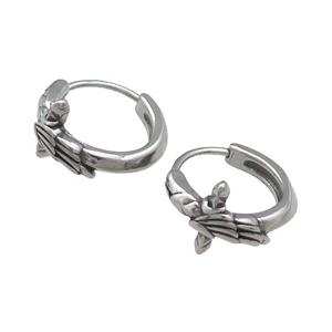 Stainless Steel Hoop Earrings Cross Antique Silver, approx 15-16mm