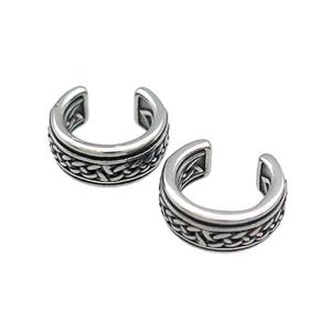 Stainless Steel Clip Earrings Antique Silver, approx 13-15mm