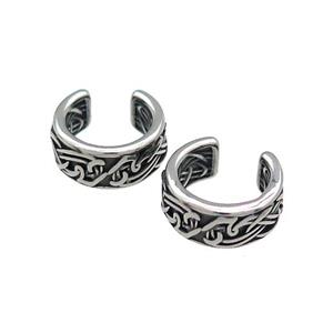 Stainless Steel Clip Earrings Antique Silver, approx 13-15mm