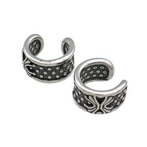 Stainless Steel Clip Earrings Antique Silver, approx 13-15mm