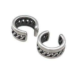 Stainless Steel Clip Earrings Antique Silver, approx 13-15mm