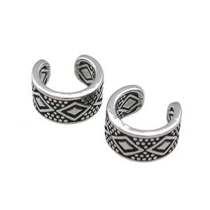 Stainless Steel Clip Earrings Antique Silver, approx 13-15mm