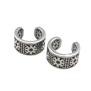 Stainless Steel Clip Earrings Antique Silver, approx 13-15mm