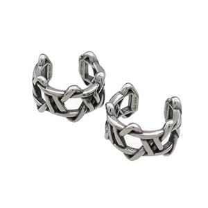 Stainless Steel Clip Earrings Antique Silver, approx 13-15mm