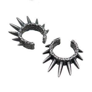 Stainless Steel Clip Earrings Spike Antique Silver, approx 13-15mm