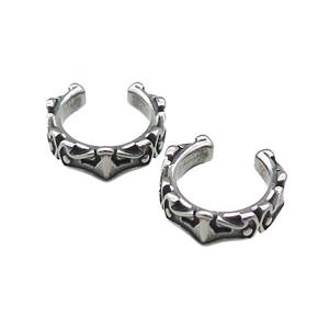 Stainless Steel Clip Earrings Antique Silver, approx 13-15mm