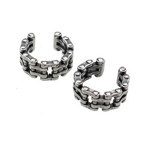 Stainless Steel Clip Earrings Antique Silver, approx 13-15mm