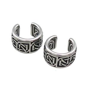 Stainless Steel Clip Earrings Antique Silver, approx 13-15mm